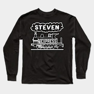 Steven Boys Name Steam Train Locomotive For Steven Long Sleeve T-Shirt